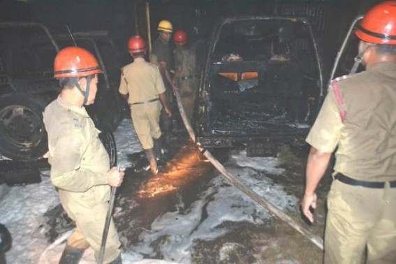Two PWD Gypsy cars gutted : Miscreants suspected
